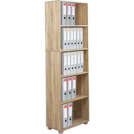 Mobile Mobiletto Libreria a Scaffali 5 Ripiani In Legno Naturale 60x31x190 cm (1/5)