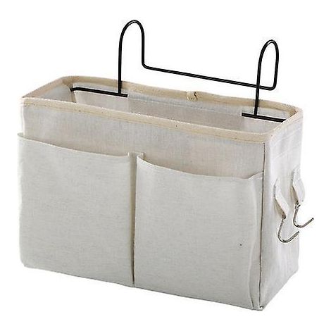 1 Pices(blanc) Poche De Lit,organisateur Etagere Lit En Toile Impermable Panier De Lit Chevet Suspendu,poche De Lit Pour L'cole De Bureau  Domicil (1/5)