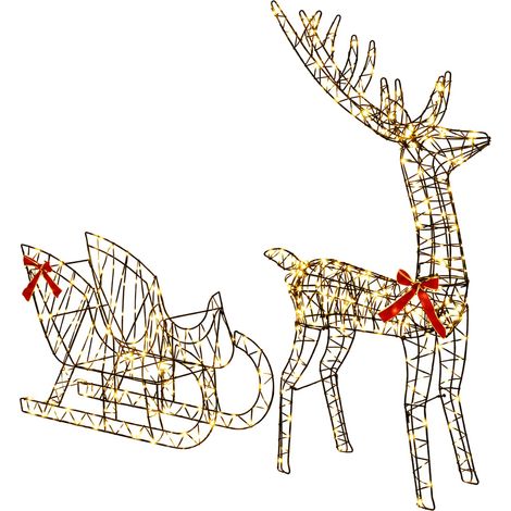 Reindeer Pull Sleigh LOVIISA 450 LEDs Warm White vidaXL (1/5)