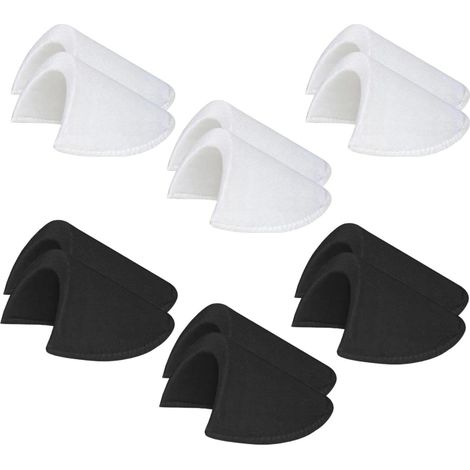 Lot de 6 paires de coussinets d'épaule en mousse demi-lune (3 noirs + 3 blancs) 15 x 9 cm pour coudre des blazers, vestes, manteaux et robes (1/5)