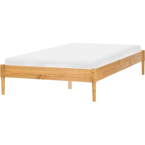Letto matrimoniale in legno con rete a doghe in pino, senza testiera 120 x 200 cm marrone chiaro Veyrac (1/5)