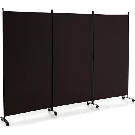 Roulettes avec Frein pour Intimité Immédiate Paravent 3 Panneaux Séparateur de Pièce Pliable pour Bureau Salon (1/5)