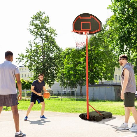 Tragbarer Outdoor-Basketballkorb mit verstellbarer Höhe (193,5–248,5 cm) und Sockel zum Befüllen mit Wasser oder Sand, aus Stahl und Nylon, 73 x 49 x 194–249 cm (1/5)