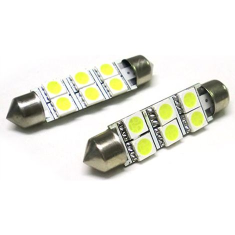 Lampada Led Siluro T11 C5W 46mm 6 Smd 5050 Bianco Ghiaccio 12V Luci Targa (1/3)