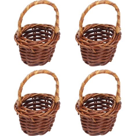 4 pièces Mini Panier de Rangement Maison de Poupée 1:12 en Rotin Tressé pour Légumes et Fruits, Décoration et Cadeau Jouet Enfant (1/5)