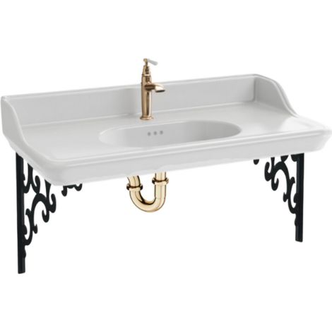 Pack lavabo suspendido JACOB DELAFON Cléo 1889 + grifería dorada + sifón dorado