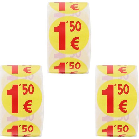 1500 étiquettes autocollantes rondes de prix à 1,50 € pour supermarché-3.8X3.8X0.05CM-Yellow (1/3)
