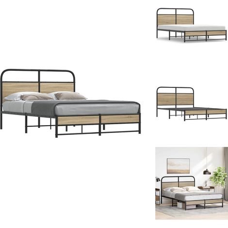 Cadre de lit sans matelas 120x200 cm chêne fumé bois ingénierie - Cadre De Lit - Cadres De Lit - Meuble De Chambre À Coucher - Lit (1/5)