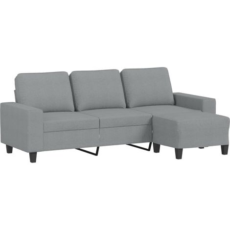 Canapé  Sofa à 3 places avec repose-pieds Gris clair 180 cm Tissu