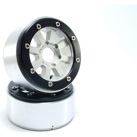 Beadlock Wheels PT-Hammer Silver/Black 1.9
