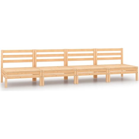4 pcs Canapés centraux de jardin, Canapés d'extérieur, Banc de jardin Bois de pin massif MJU1628 (1/5)
