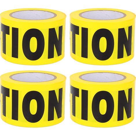 Ortviai Ruban de Sécurité Jaune avec Mot « CAUTION » en Noir – 4 Rouleaux en PE Résistant pour Chantier et Zones à Risque (1/5)