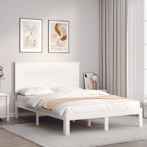 Estructura cama de matrimonio con cabecero madera maciza (1/5)