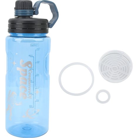 Gourde de sport 1500 ml, PC de qualité alimentaire avec échelle de boisson, bidon fitness pour salle de sport, vélo et course à pied, bleu (1/5)