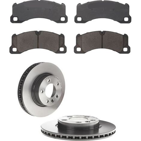 KIT FRENI ANTERIORI compatibile con VW TOUAREG (7P5,7P6) - DISCHI + PASTIGLIE OEM: P 65 021 , P 85 110 / 17500 , 18107 , 17501 , 18108 /SOSTITUZIONE DIRETTA/BASSA POLVERE/SILENZIOSO