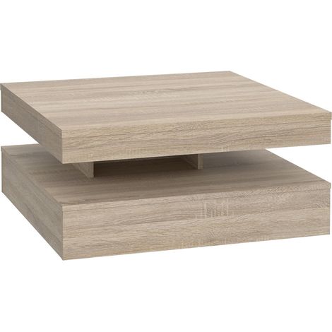 FORTE Coffee Tables Couchtisch mit Ablagefläche und rotierender Tischplatte, Holzwerkstoff, Sonoma Eiche Dekor, 78 (93) x 34,3 x 78 cm (1/3)