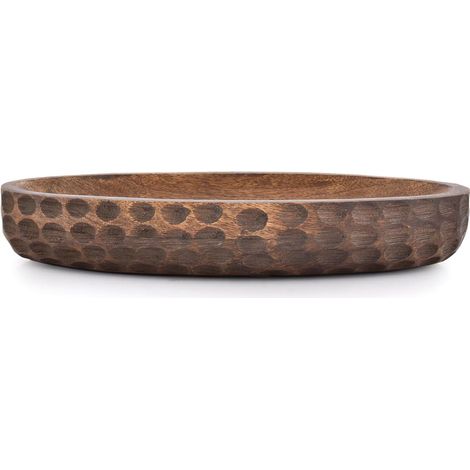 Bol décoratif en bois de manguier pour décoration d'intérieur, centre de table, ferme, restaurant, café (35,6 x 15,2 x 5,8 cm) (1/5)