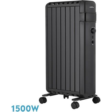 Radiador Aceite Polonia 1500w Negro Aletas Cerradas 7elementos 3potencias Antivuelco Prot.seguridad 63,5x37,5x24,5cm (1/2)