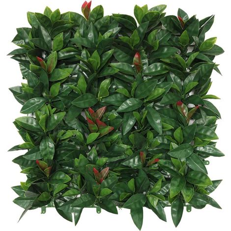 WellHome Seto Artificial 100x100cm, Jardin vertical hojas verdes con detalles rojos (1/5)