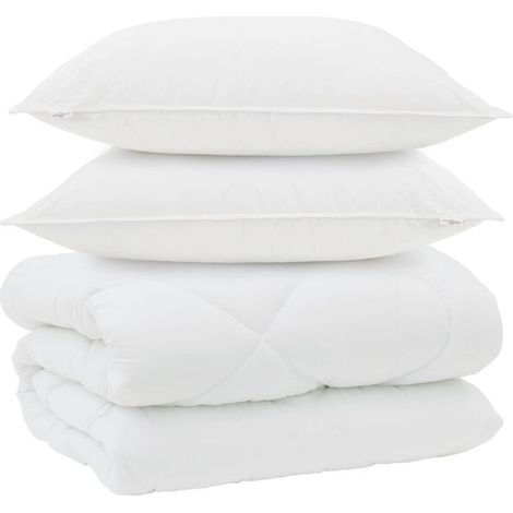 Ensemble couette et oreiller d'hiver (3 pièces), microfibre blanche (1/5)