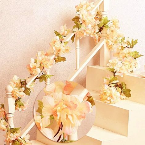 Champagne-2 pièces x 235cm fleurs artificis cerisier guirlande de corde vigne feuille haie maison haie jardin haie mariage décoration de Noël (1/4)
