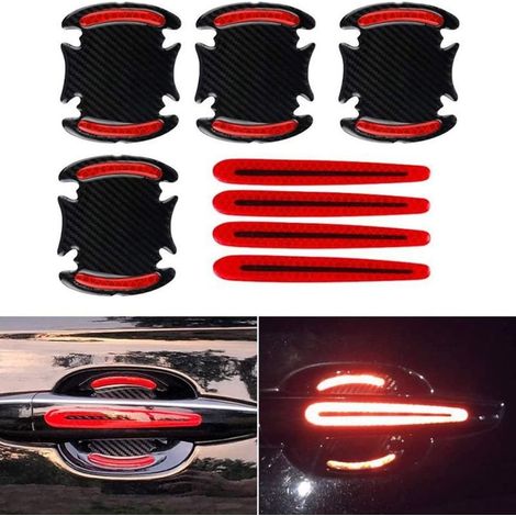 Lot de 8 films de protection anti-rayures universels en fibre de carbone 3D pour poignées de porte de voiture (1/5)