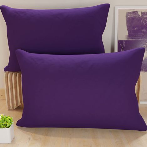 Lot de 2 Taies d'oreiller de Lit 80x40 cm, Housses de Coussin Unies Couleur Violet, Taie Oreiller 100% Microfibre Hypoallergénique, Fabriqué en Italie