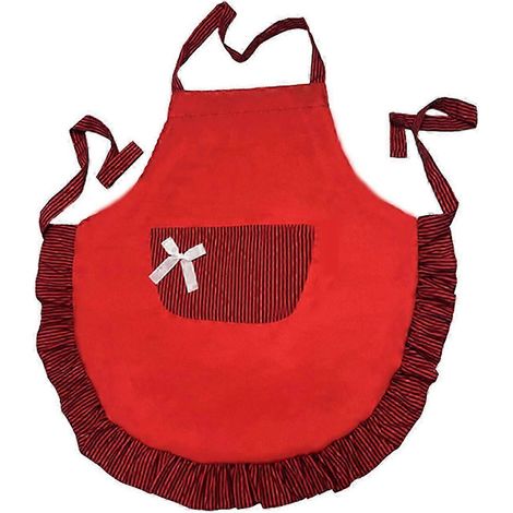 Tablier de cuisine pour femme, tablier de bonne avec poches, tablier de serveuse, tablier de cuisine pour femme compatible avec la cuisine et le jardinage, rouge et climatisé. (1/5)