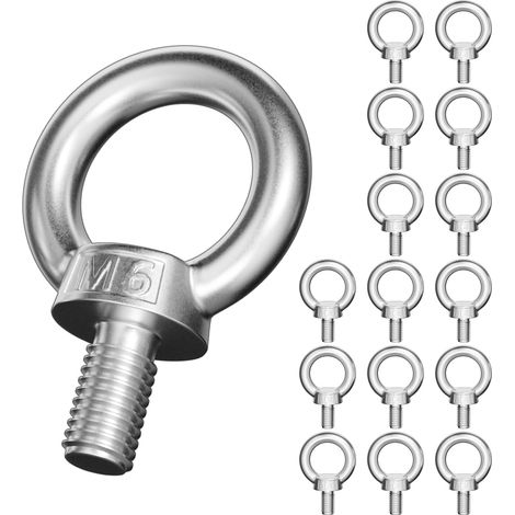 16 Pcs Ecrou m6, Écrou à Anneau, Écrous à œil en acier inoxydable 304, boulons à œil avec filetage femelle pour levage et applications de suspension portuaires et marines (1/5)