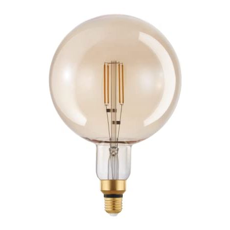 Eglo LED E27 dimmerabile, lampadina vintage ambra di grandi dimensioni, globo di luce retrò, 4,5 Watt (equivalente a 40 Watt), 470 Lumen, illuminante bianco caldo, 2200k, G200, Ø 20 cm (1/4)