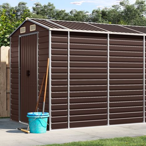 Abri de jardin-Remise Cabane pour outils marron 191 x 555 x 198 cm en acier galvanisé (1/5)