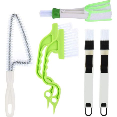 SABIR 6pcs Outil de Nettoyage de rainure de fenêtre, brosses de Nettoyage de Coin de rainure de Rail de Porte de fenêtre pour Porte coulissante/volet/évents de Voiture/Clavier (1/5)