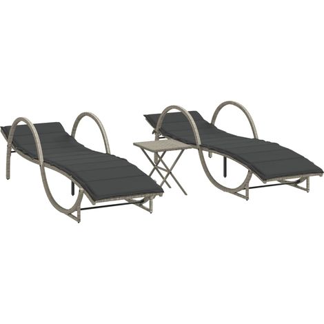 Maison Exclusive - Sonnenliegen 2 Stk. mit Tisch Hellgrau Poly Ra