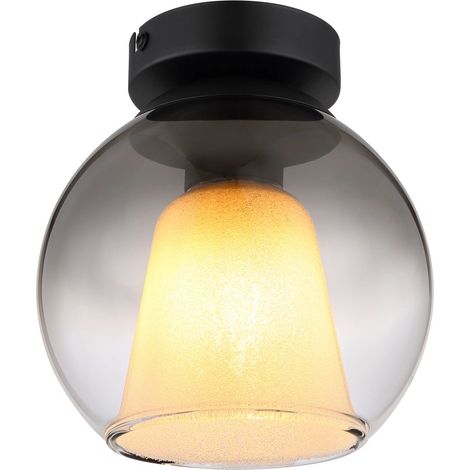Globo - plafoniera - BARRY - nero - vetro - Ø 18cm - E27 - 15749D