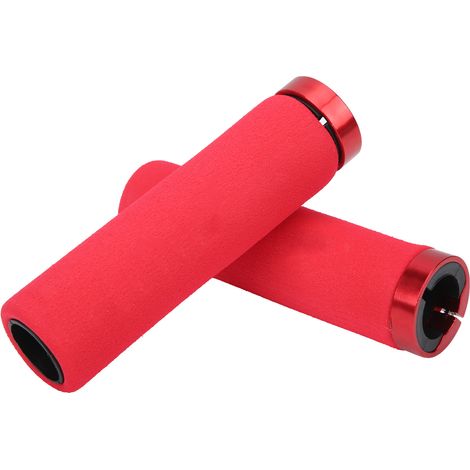 Poignées de vélo confortables en mousse, poignées de guidon verrouillables, accessoire de cyclisme, poignée rouge, anneau rouge (1/5)