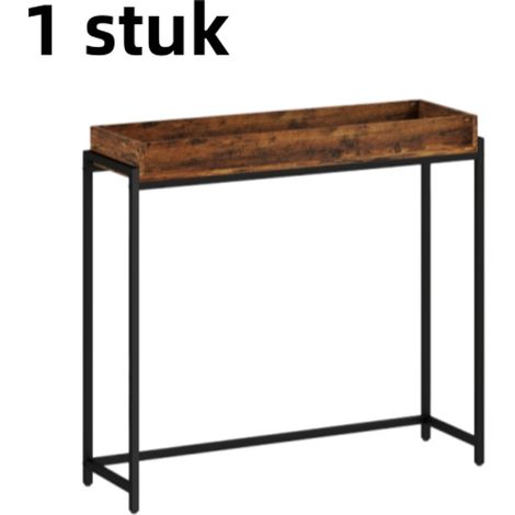 Console table d'appoint étroite avec structure en métal et panneaux de particules style vintage pour salon entrée chambre ou bureau couleur marron (1/5)