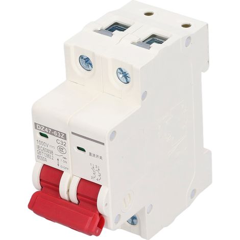 Disjoncteur miniature CC 2P pour système photovoltaïque solaire, montage sur rail DIN, 1000 V, 32 A, DZ47‑63Z C32