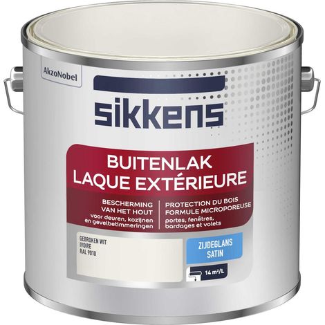 Sikkens - Peinture Laque Extérieure Bois et Fer - Finition tendue, sous-couche intégrée, facile à appliquer - Satin Ivoire 2,5 L