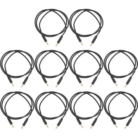 Fils de test fiche banane mâle-mâle 10 pièces, plaqués or-nickel en laiton, soudure J.70003, 4mm noir (1/5)