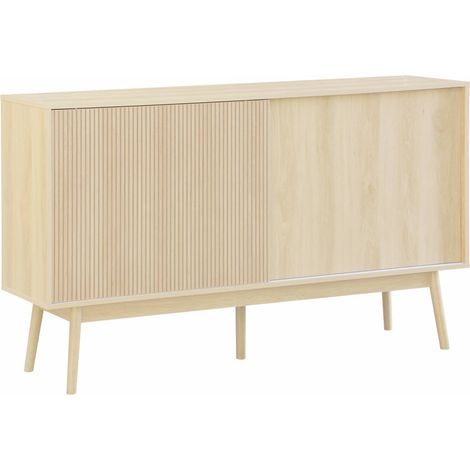 Buffet de rangement décor bois naturel. Linear. deux portes. deux étagères. buffet haut. vaisselier. L 150 x P 39.5 x H 90cm