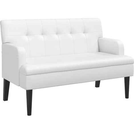 Panca con schienale e braccioli imbottiti cm 112 x 65,5 x 75 in PVC bianco DEC024638