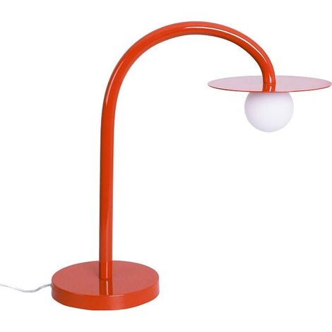 Lampada tavolo moderna vetro rosso sfera bianca LED 2W (1/3)