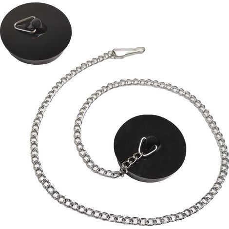 Bouchon Baignoire Universel[2 Pièces], Bouchon d'Evier avec 50cm Chaîne à Billes, Ø 45.6 à 42mm, Bouchon d'Evier Cuisine, pour Évier, Salle de Bain et Cuisine (1/5)