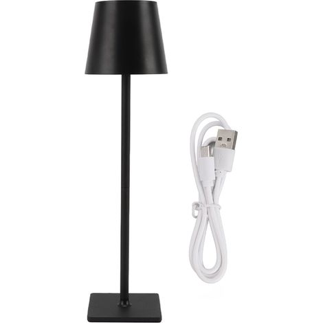 Ortviai Lampe de bureau sans fil rechargeable 3 températures de lumière, gradation continue, batterie 2000 mAh, noir (1/5)