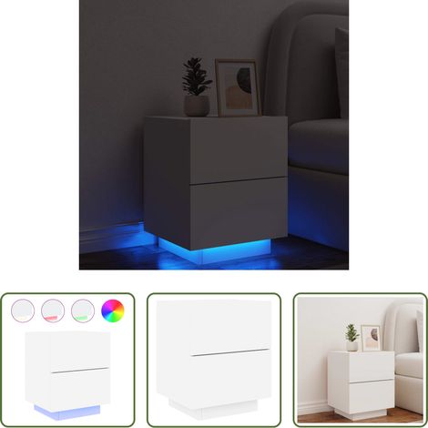 Éclairage LED - Armoire de chevet avec lumières LED blanc bois d'ingénierie (1/5)