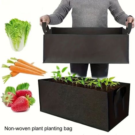 Sac de plantation de jardin (noir) de différentes tailles avec poignée, idéal pour les légumes, les fleurs et les semis, ainsi que pour les pots de fleurs d'extérieur.