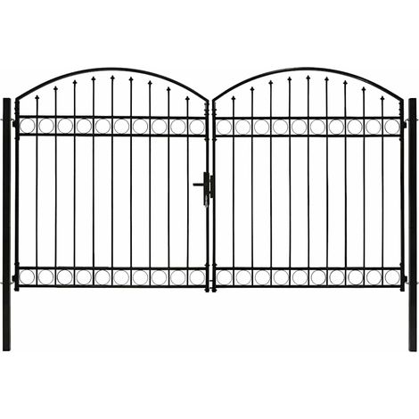 vidaXL Puerta de valla ASSEN de doble puerta con arco superior de acero, 300 x 200 cm (1/2)