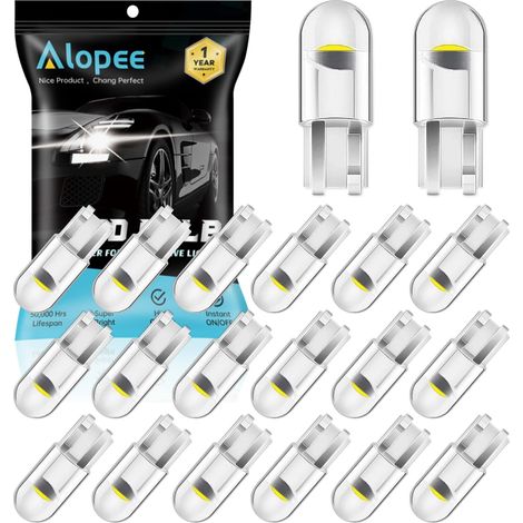 Ampoule W5W Led T10 501 Blanc 12V - Culot Compensé pour Feux Latéraux, Tableau de Bord, Dôme, Plaque d'Immatriculation et Porte (Lot de 20) (1/5)