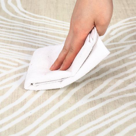 Tapis Lavable Poils Courts Motif Abstrait, Antidérapant Camel 120x170cm (1/5)