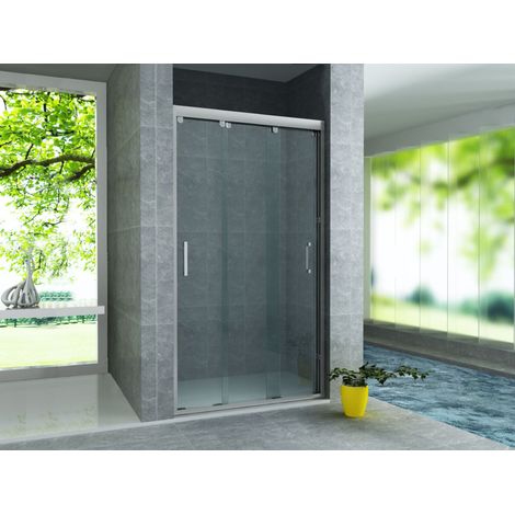 Aloni Nischentür 3-teilig 90x200 cm – Duschglas mit Schiebetüren, 8 mm ESG Sicherheitsglas, Nanobeschichtung, Duschtür Aloni 3-teilige Nischen-Schiebetür 8mm (90x200cm) (1/5)